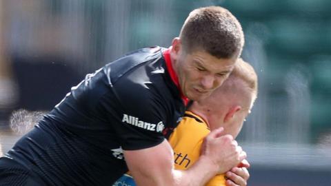 Wasps' Charlie Atkinson had only been on the field for eight minutes as a replacement full-back when he was tackled by Owen Farrell