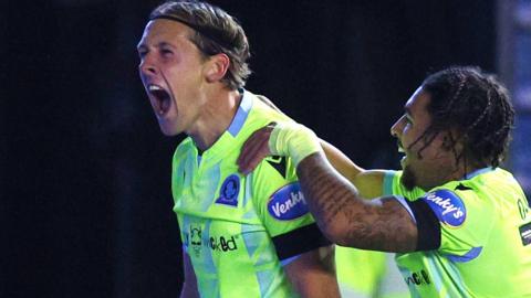 Callum Brittain celebrates scoring Blackburn's winning goal at Millwall