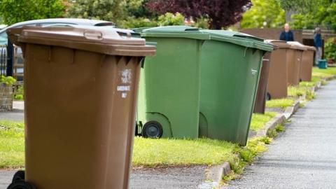 Garbage bins out for collection in Radley Village, Abingdon