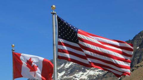 US and canada flags