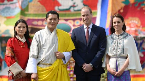 The Duke and Duchess of Cambridge with Bhutan's King Jigme Khesar Namgyel Wangchuck and his wife Queen Jetsun Pema