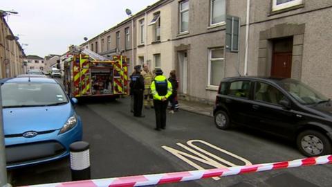 George street, Llanelli with fire engine