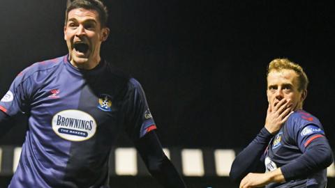 Kilmarnock's Kyle Lafferty and Rory McKenzie celebrate