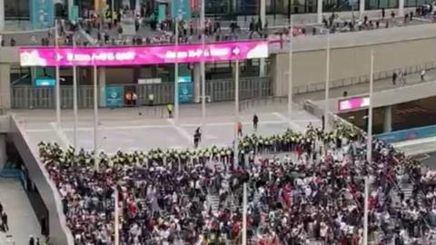 Police barrier at ground