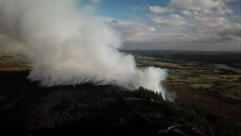 Footage shows smoke billowing into the air