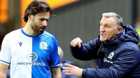 Blackburn manager Tony Mowbray (right) and striker Ben Brereton Diaz