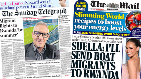 Sunday Telegraph and Mail on Sunday front pages