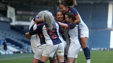 West Brom women's team celebrating a goal