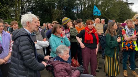 Protestors in Cirencester Park