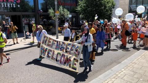 Refugee parade in Southampton