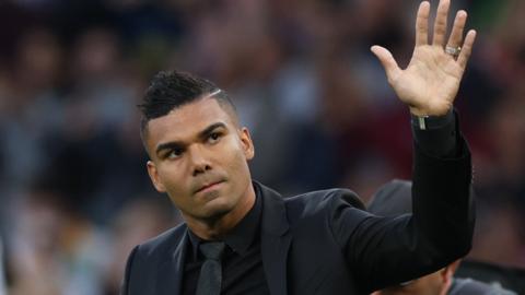 Casemiro waves to the crowd