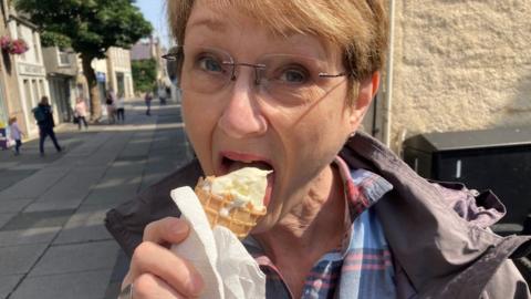 Patty eats ice cream