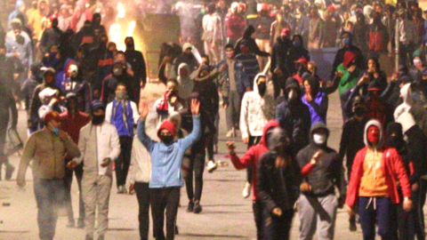 Protesters in Tunis, Tunisia - 20 January 2021