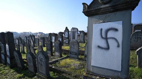 Graffiti at a Jewish cemetery in France