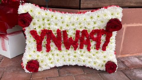 Floral tribute at the Hillsborough memorial at Anfiled