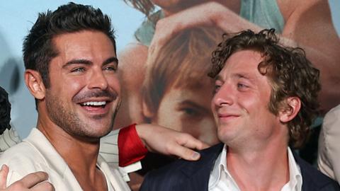 Zac Efron (left) and Jeremy Allen White at the premiere of their film The Iron Claw on Wednesday