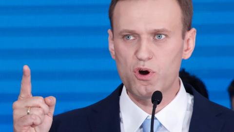 Russian opposition leader Alexei Navalny delivers a speech during a meeting in Moscow on 24 December