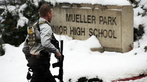 Armed police enter Mueller Park Junior High School