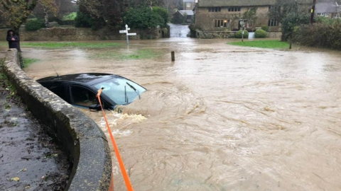 A car in flood water