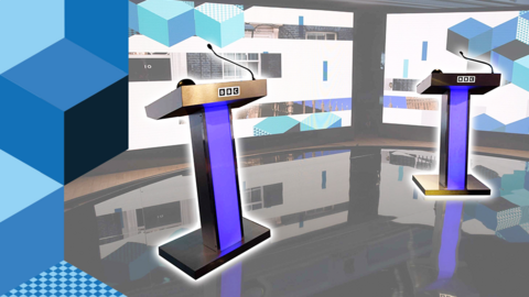 The podiums at the BBC debate