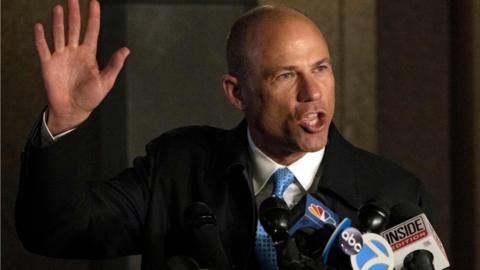 Michael Avenatti speaks to the press after leaving the federal court house in Manhattan on March 25, 2019