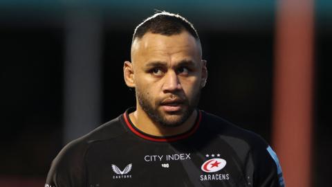 Billy Vunipola on the pitch for Saracens