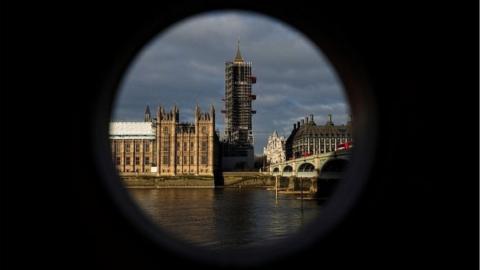 View of the Palace of Westminster from the other side of the Thames