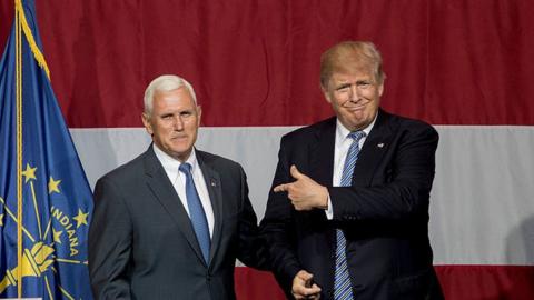 Donald Trump and Mike Pence share a stage in Indiana.