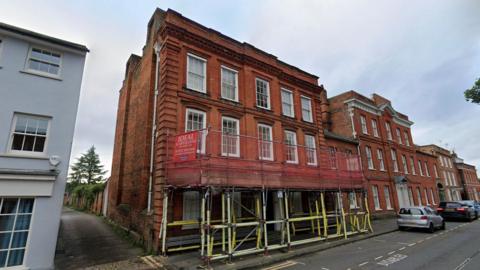 The Museum of Farnham with scaffolding outside.