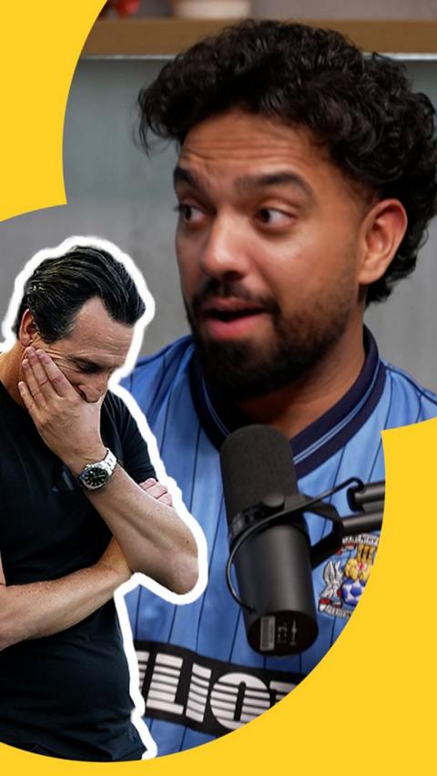 Cohan Chahal looks at a cut out of a worried Emery