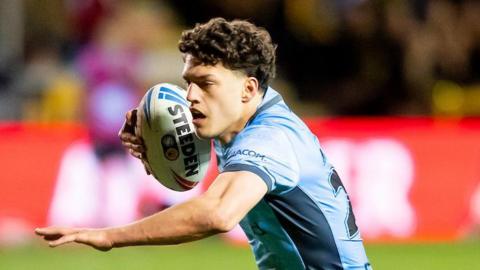Lewis Martin with the first try against Catalans Dragons