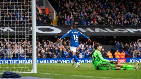 Ali Al-Hamadi of Ipswich Town celebrates after scoring