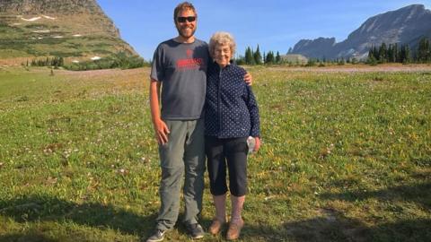 Grandma Joy and Brad at Glacier National Park in Montana
