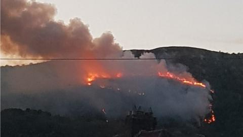 Gorse fire on Cave Hill
