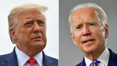Presidential candidates, US President Donald Trump (L) and Joe Biden (R)
