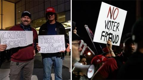 Composite image of two protests