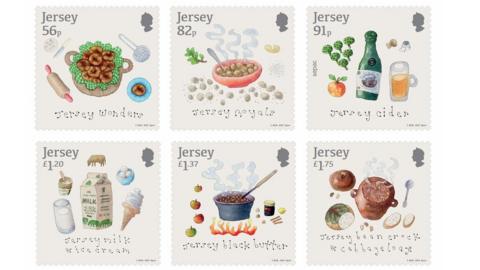 Jersey stamps with delicacies