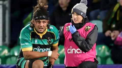 Lewis Ludlam had to go off in Northampton's win over Harlequins