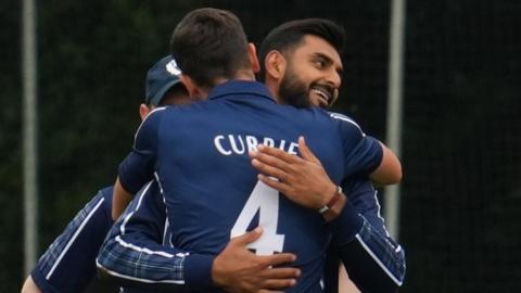 Scotland's Safyaan Sharif celebrates