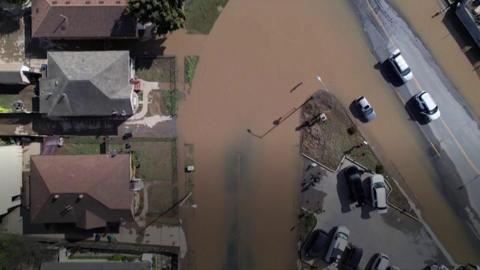 Aerial view of flooded Pajaro