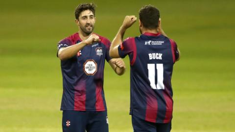 Ben Sanderson and Nathan Buck celebrated unbeaten Northants' third straight T20 win