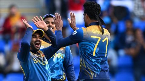 Sri Lanka celebrating a wicket