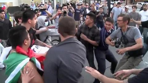 Clashes outside a Trump rally in San Jose