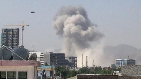 Smoke rises from the site of a blast and gunfire in Kabul, Afghanistan July 1, 2019