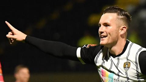 Macaulay Langstaff celebrates scoring for Notts County