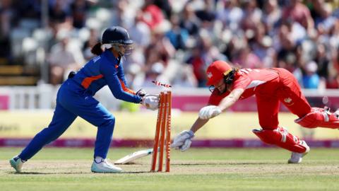 England captain Nat Sciver is run out