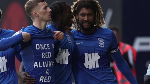 Jay Stansfield celebrates scoring for Birmingham