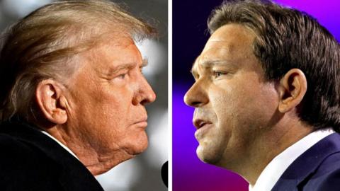 ormer U.S. President Donald Trump and Florida Governor Ron DeSantis speak at midterm election rallies, in Dayton, Ohio