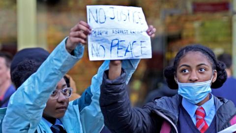 Children at a protest in support of Child Q in London, March 2022