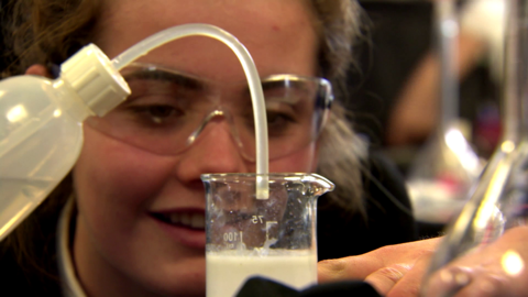 Pupil doing a science experiment